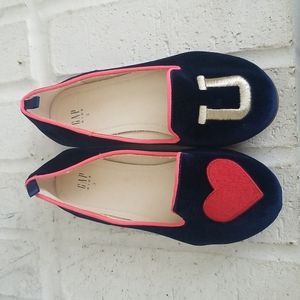 Gap kids velvet smoking shoe Love You slides / flats